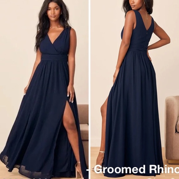 Lulus Dresses & Skirts - Lulus Navy Thoughts Of Hue Surplice Maxi Dress Size 1X